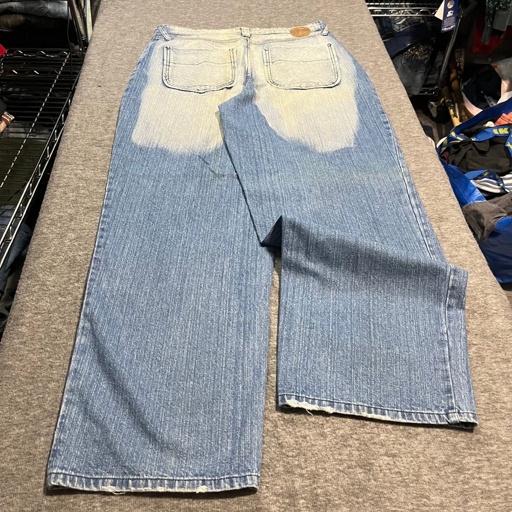 Brooklyn Xpress Mens Wide Leg Baggy Jeans 36x34 Light Wash Sandblasted Y2K Skate